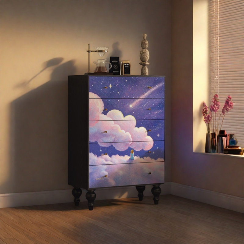 Spacious Storage Cabinet with Solid Wood Drawers