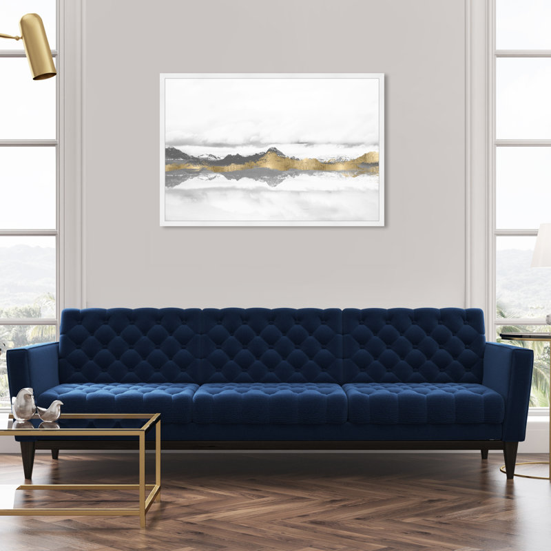 «Gray Abstract Landscape» par Oliver Gal - reproduction, H 32 po x l 32 po, Cadre blanc