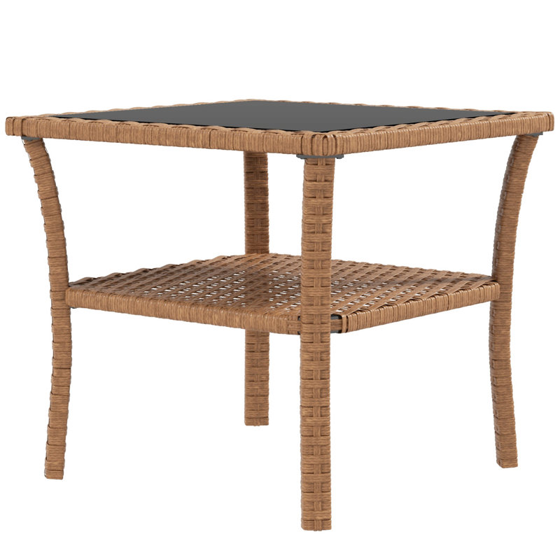 Outsunny Rattan Side Table （Only Include Table), Brown