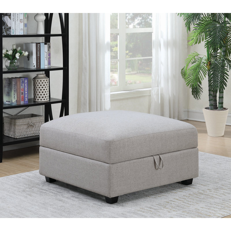 Repose-pieds carré avec rangement Scilla, 100% polyester gris