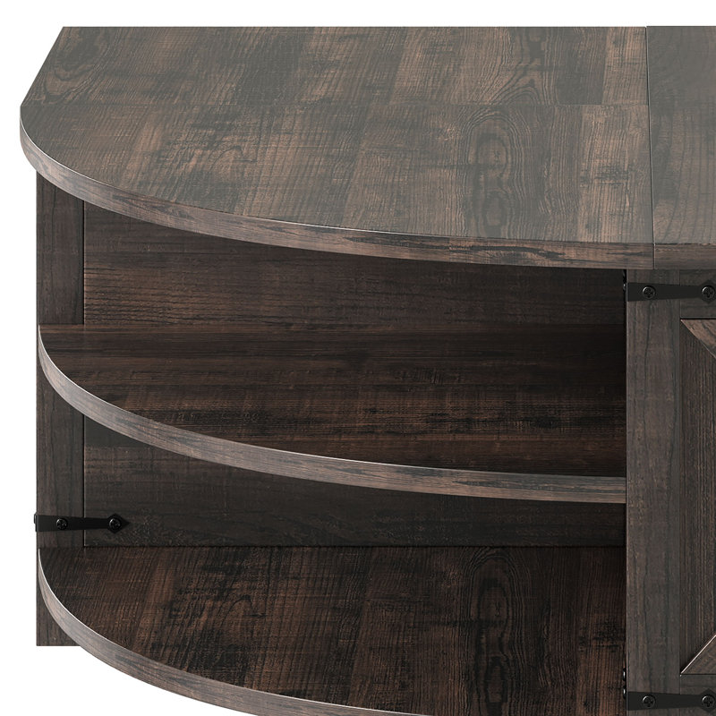 Table basse à plateau relevable l 39,4 po avec 2 comparaisons de rangement cachées, 2 tablettes et prises de courant