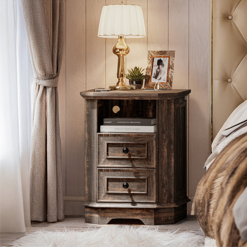 2-Drawer Nightstand, Brown