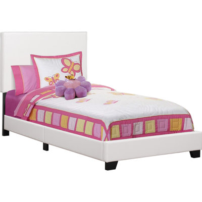 Structure de lit simple tapissier, blanc pour l'attrait de la chambre à coucher en similicuir: structure de plateforme avec mousse confortable et profil bas, matelas avec sommier tapissier requis