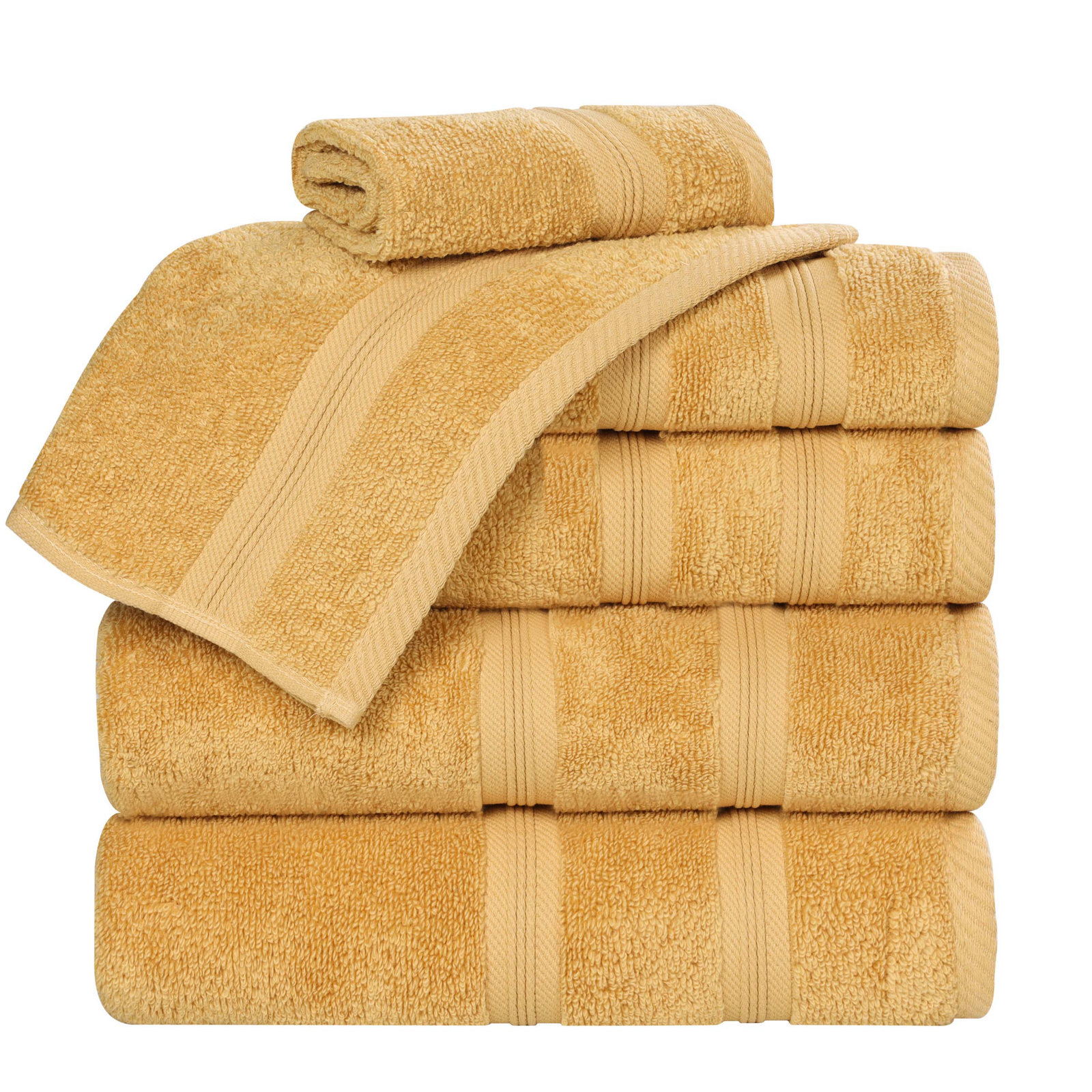 6-Piece Quick-Dry Cotton Towel Set, Gold