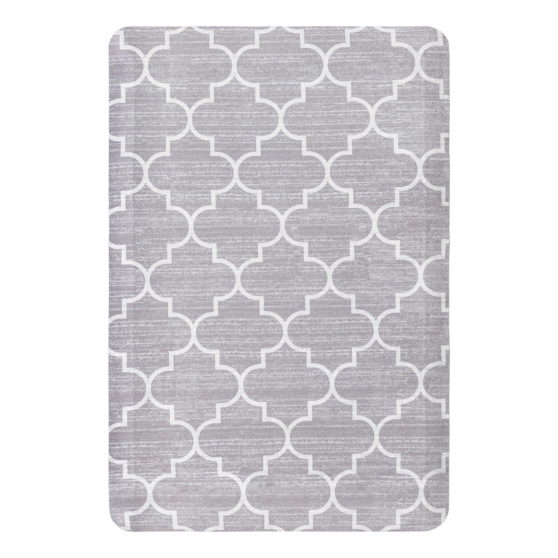 Annetrude Modern Geometric Water Resistant Anti-Fatigue Non-Skid Kitchen Mat, Rectangle 2' x 3', Gray