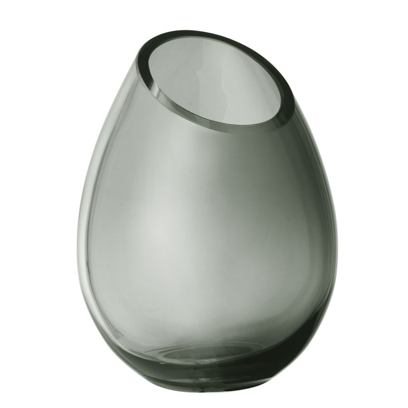 Art Deco Polished Glass Drop Table Vase with Leaves Theme