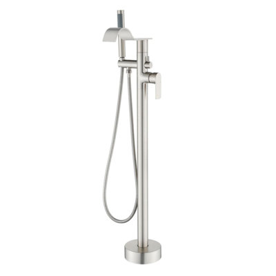 Robinet de baignoire autoportant à fixation au sol avec douche à main