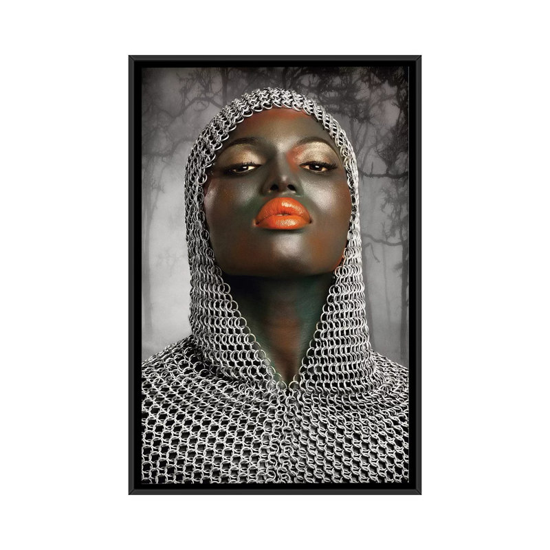 «The Warrior», impression sur toile, H 26 po x l 18 po x P 1,5 po, Toile encadrée noire, Pas de tapis