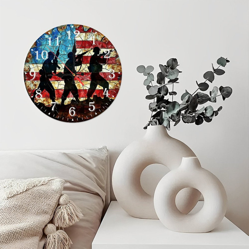 Horloge murale en bois 10 po, mouvement silencieux, à piles (piles AA non incluses), décor artistique, parfait pour les décorations
