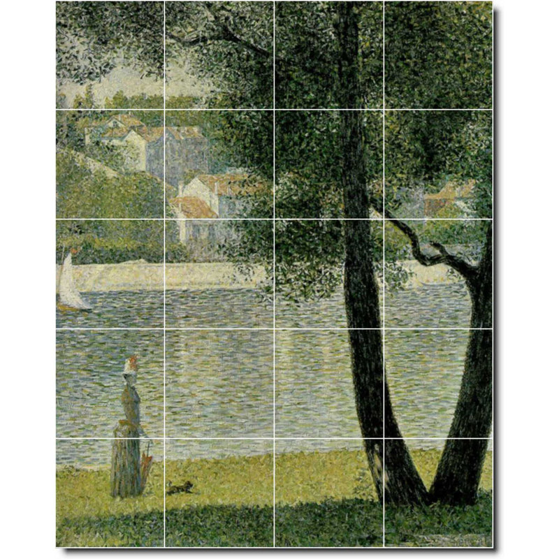 Carreau de céramique décorative 24 po x 30 po 6 po x 6 po, Peinture au bord de l'eau par Georges Seurat W0832