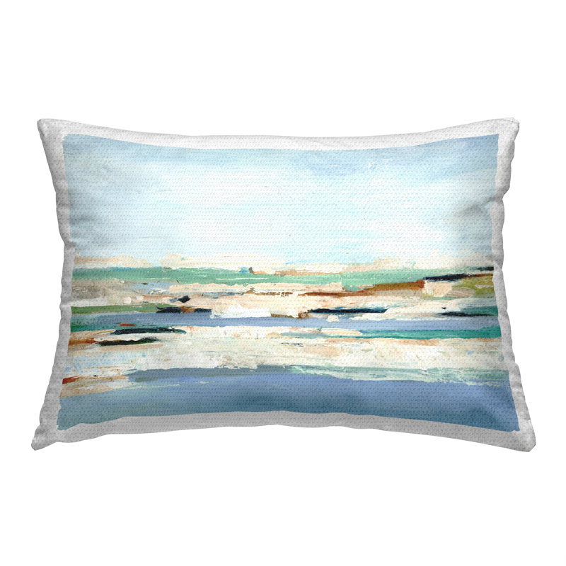 Coussin d'extérieur à imprimé abstrait paysage marin par Ethan Harper