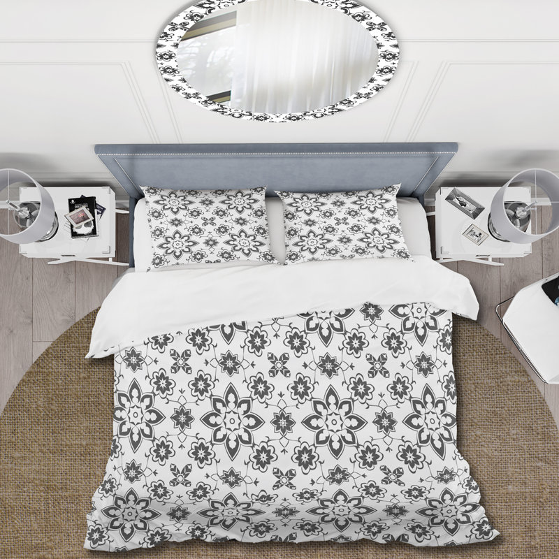 Ensemble de housse de couette Traditional Black Floral Traditional Octagon II - Traditional