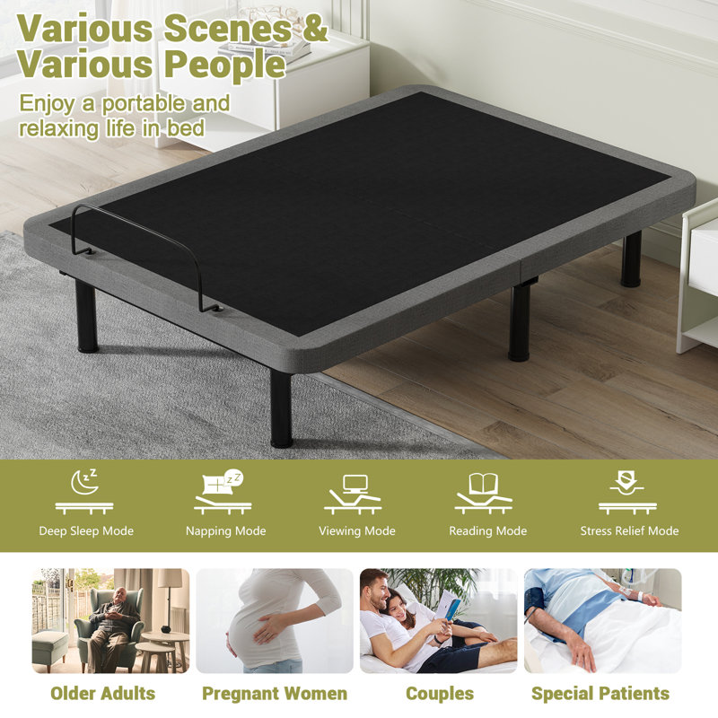 Adjustable Bed Base Frame With Voice Control, Bluetooth App, Dual Massage, Under Bed Lights, Queen