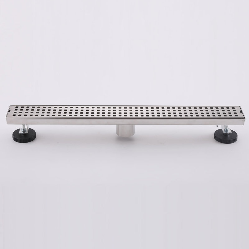 27.56 Inch Linear Shower Drain With Leveling Feet Stainless Steel Floor Drain Rectangular Shower Floor Linear Drain With Hair Strainer