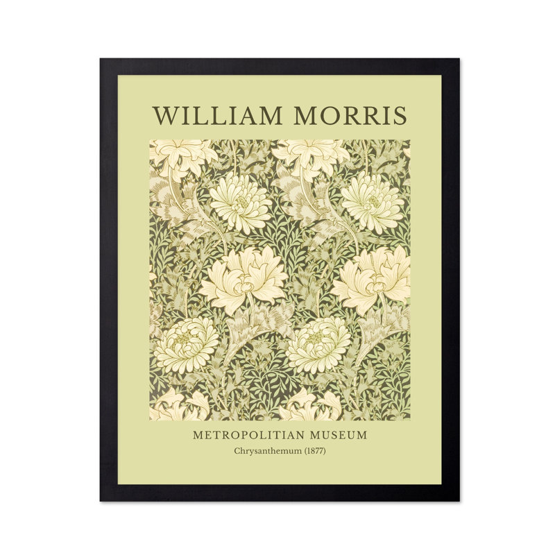 William Morris - Chrysanthemum No1, 12"H x 16"W, Poster, Black Framed