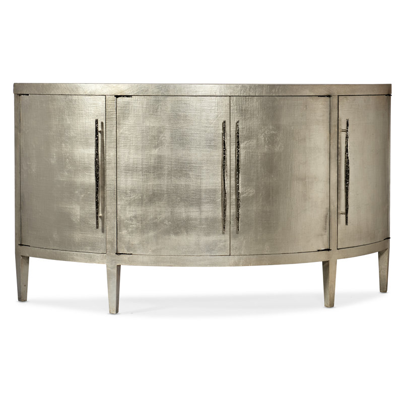 Champagne Silver Leaf Halfmoon Maple Veneer Sideboard