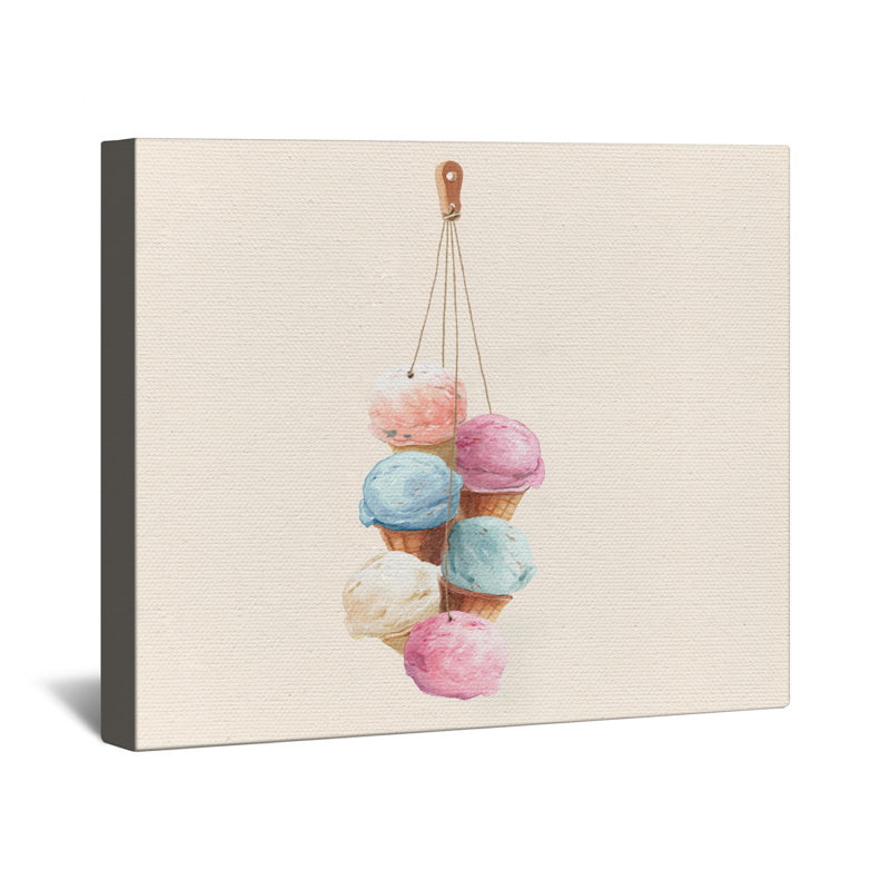Toile de galerie de cônes de crème glacée empilées en plusieurs tailles, 20 po x 30 po