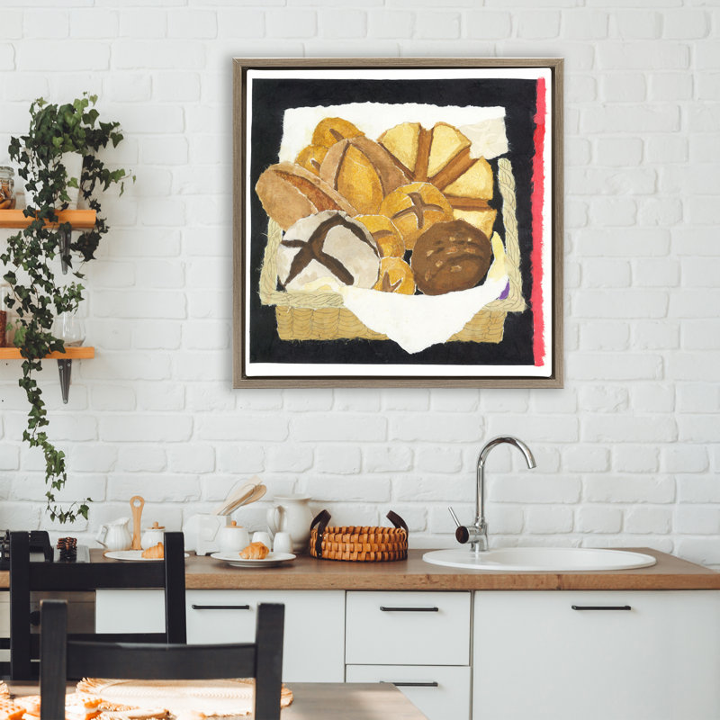Boîte à pain et cadre flottant à rayures, design par Nancy Overton, H 25 po x l 25 po, Cadre flottant orme Montalcino