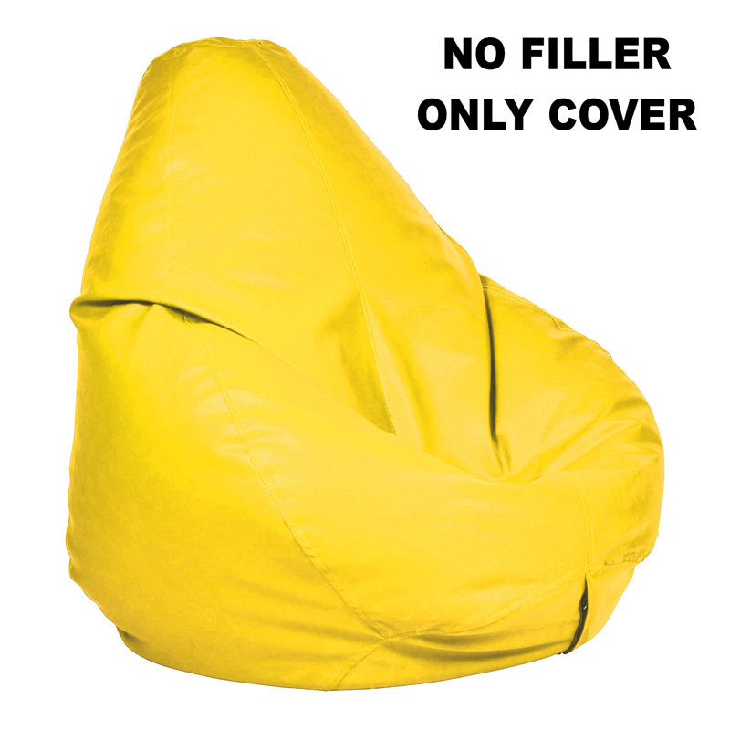 Leatherette Solid Indoor Bean Bag Cover - Filling Not Included, Yellow