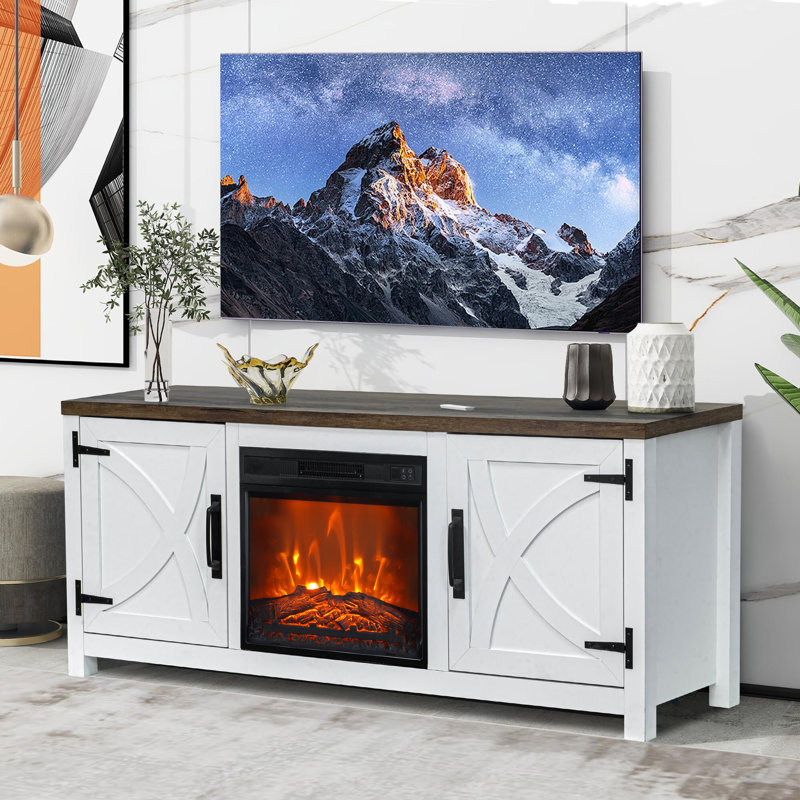 58" Tv Stand For Tvs Up To 65 Inch, Media Entertainment Center With Storage Cabinets, White Modern Tv Cabinet For Living Room