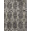 Wool Damask Area Rug in Charcoal/Ivory