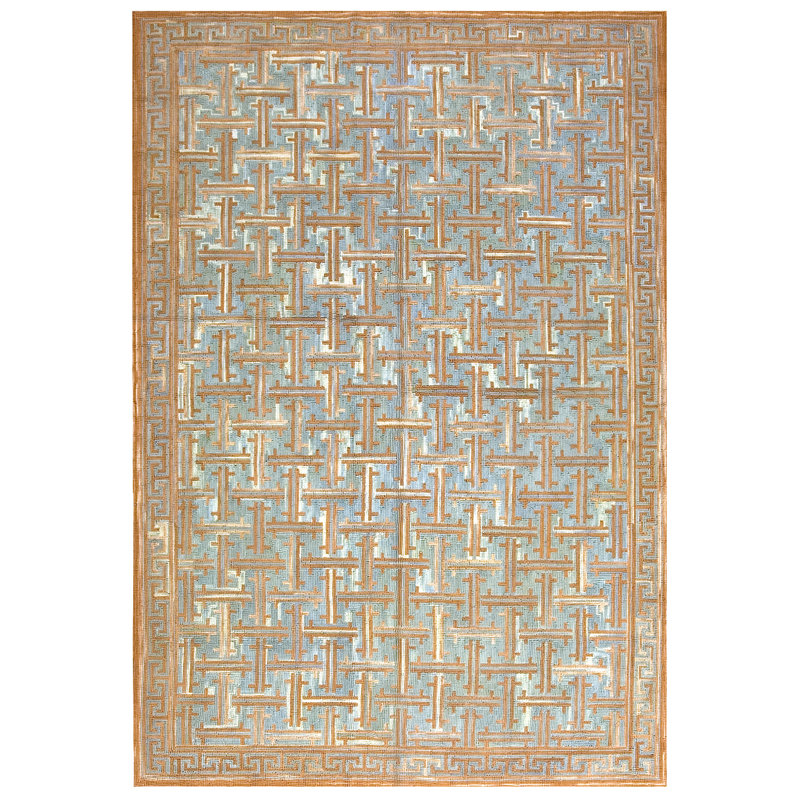 Tapis crocheté American en bleu / brun