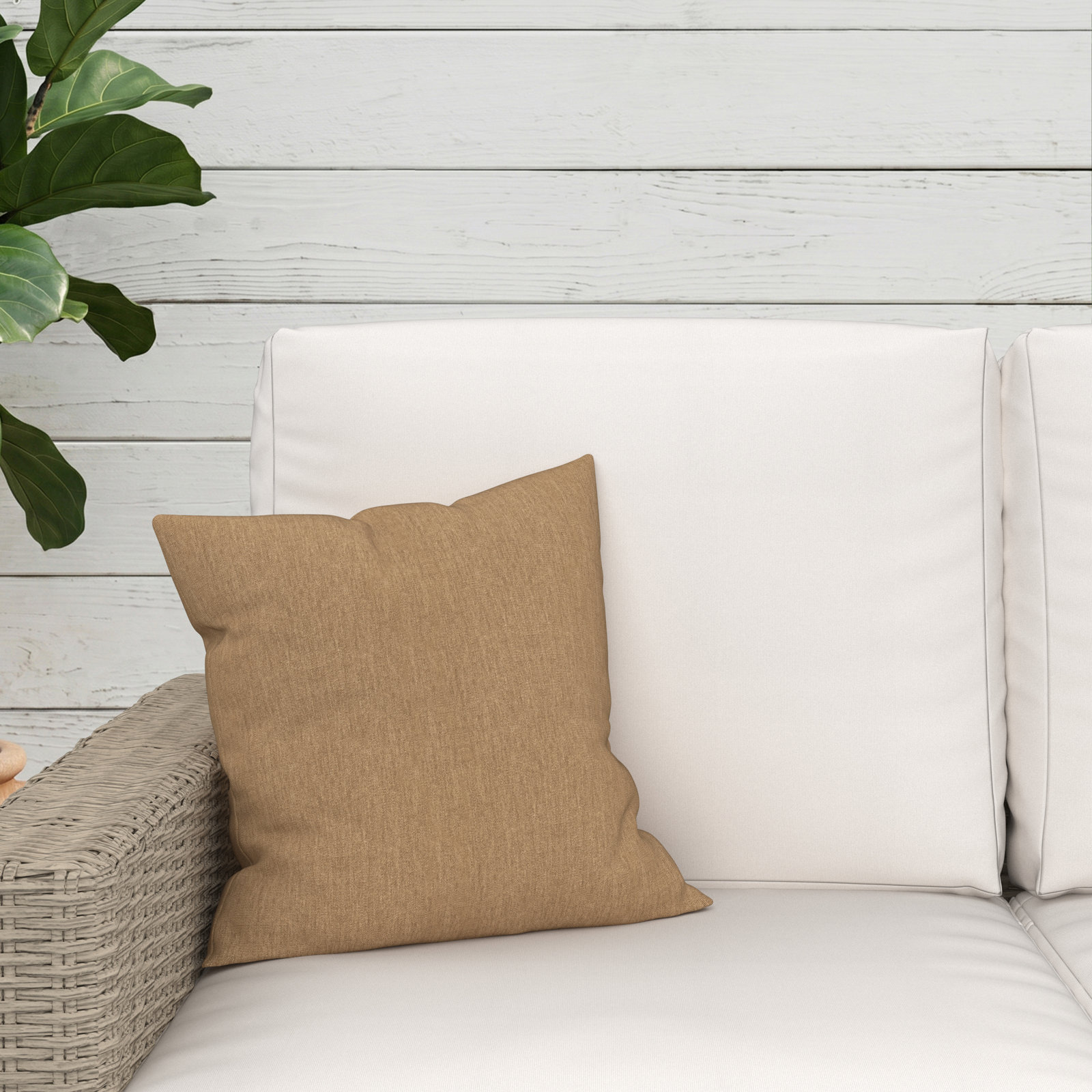 Indoor/Outdoor Throw Pillow, Square 16", Canvas Heather Beige Sunbrella® Canvas