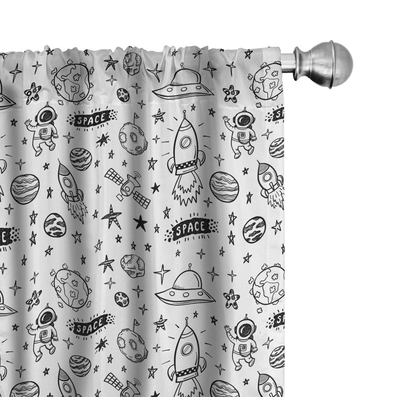 Astronaut Semi-Sheer Rod Pocket Curtain Panels, 28" x 95"