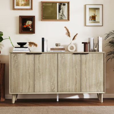 59" Sideboard Buffet with Adjustable Shelves and Solid Wood Legs