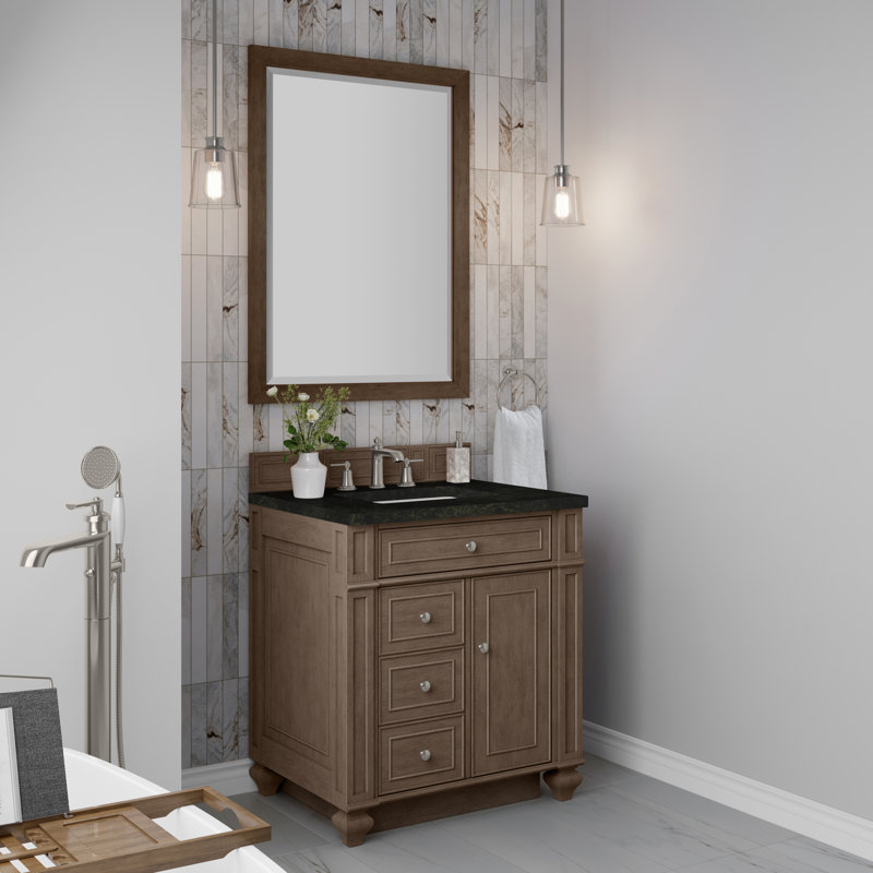 Bristol 30'' W Single Vanity, Whitewashed Walnut, 8" Widespread, Phantome Eclos