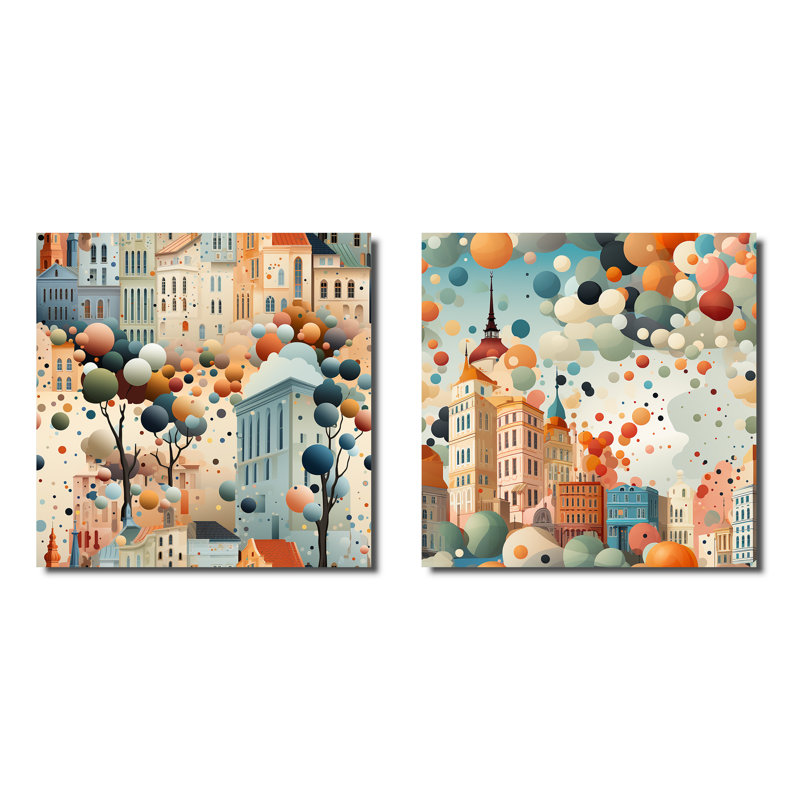 Costilla - Ensemble de 2 collages abstraits carrés, H 16 po x l 33 po, Toile tendue