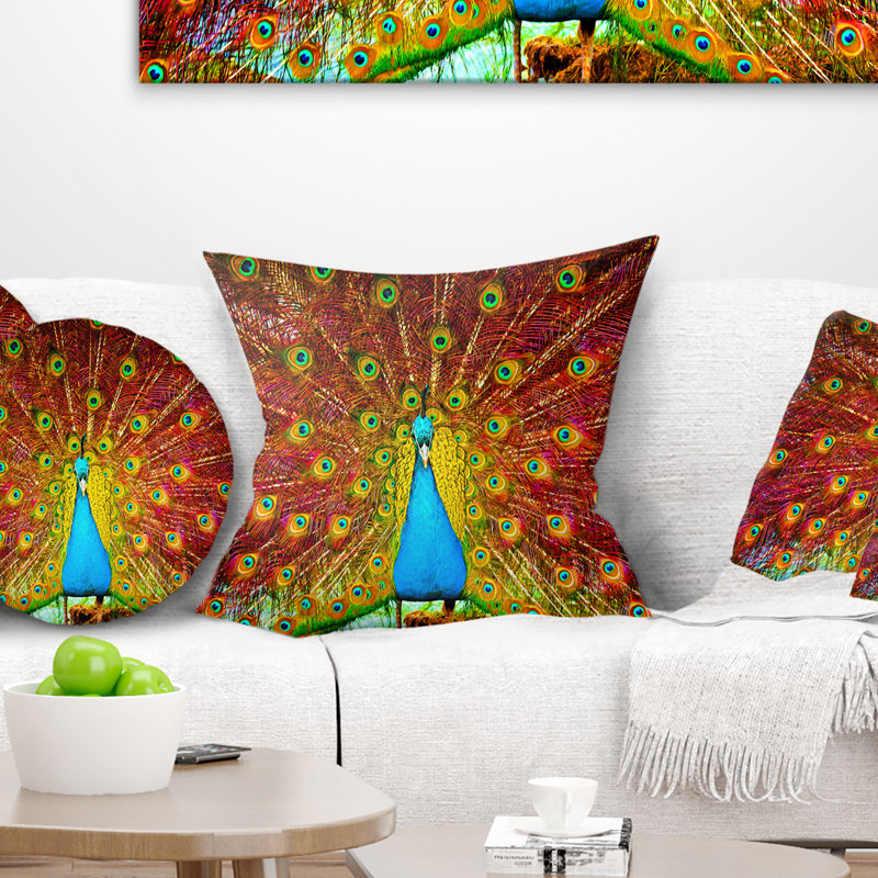 Coussin de danse animal peacock, H 16 po x l 16 po