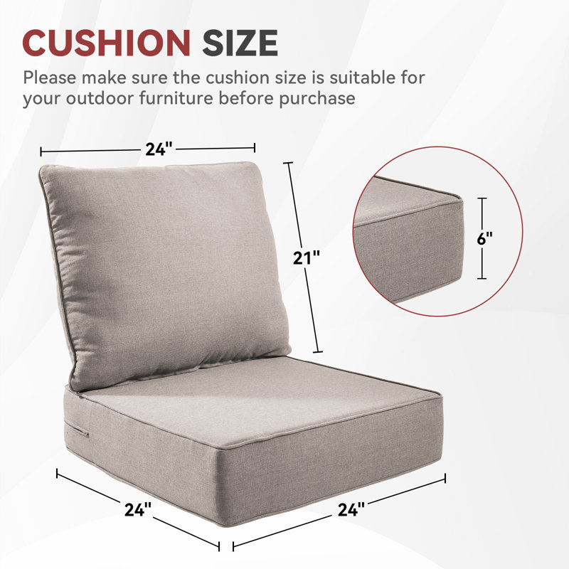 Ancolonia Outdoor 6" Thick Cushion Set - Seat/Back Cushions For Swivel Gliders And Armchairs (Set Of 4), 4, Beige