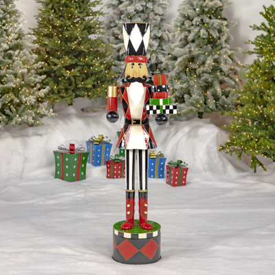 Standing Iron Nutcracker with Christmas Gifts & LED Lights "Joseph"