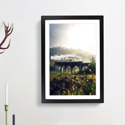 Steam Train over Glenfinnan Viaduct - Picture Frame Painting Print on MDF