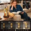 Lampe chauffe-bougie avec bougie lavande assortie, noire, chauffe-cire électrique avec minuterie automatique et 4 intensités lumineuses réglables, hauteur ajustable pour bougies en pot, cadeau élégant pour femme