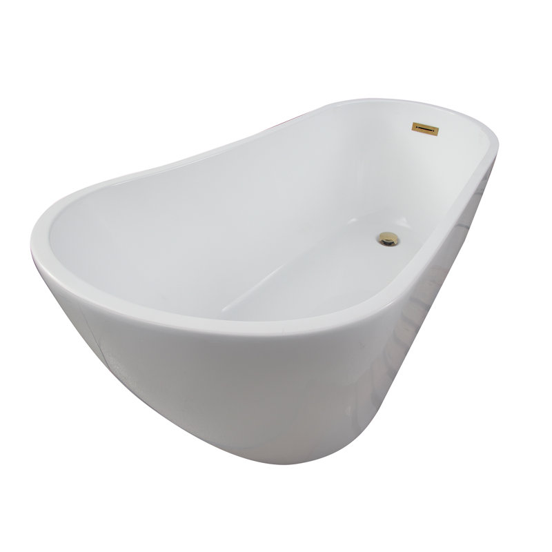 Lorenzo 60'' x 27.5'' Soaking Acrylic Bathtub, Polished Brass