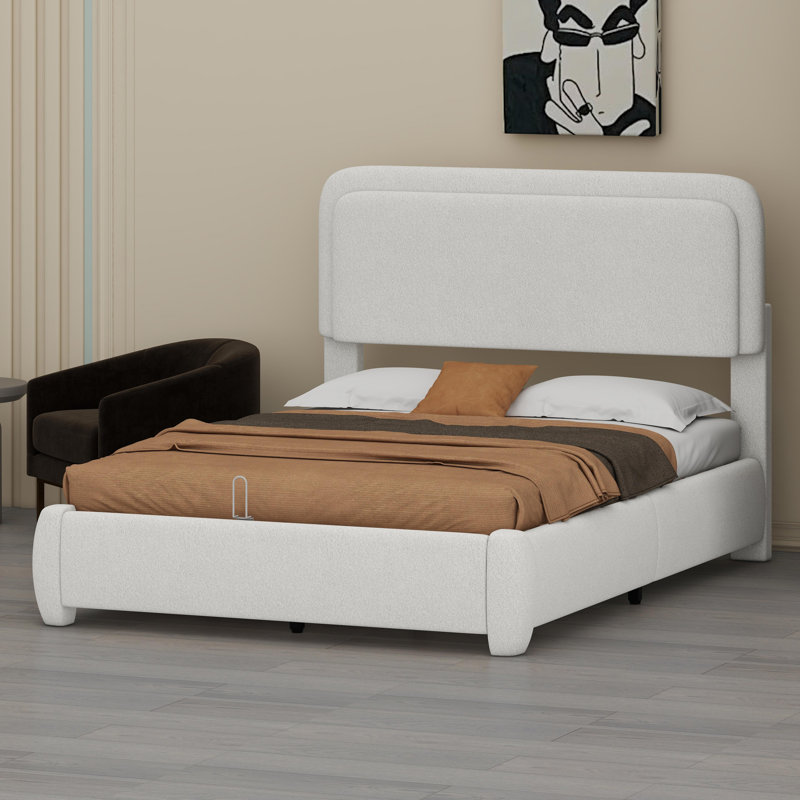 Lit plateforme contemporain avec tête de lit réglable en hauteur Boucle