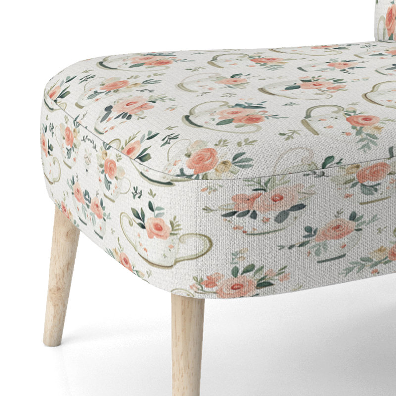 Chaise d'appoint rembourrée Vintage Look - Farmhouse Teacup Heart Florals - rose, Chaise d'appoint sans accoudoirs