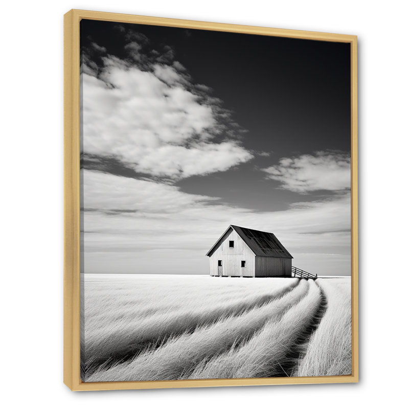 «Black and White Barn Minimalisme Country Charm I», reproduction sur toile, H 32 po x l 24 po x P 1 po