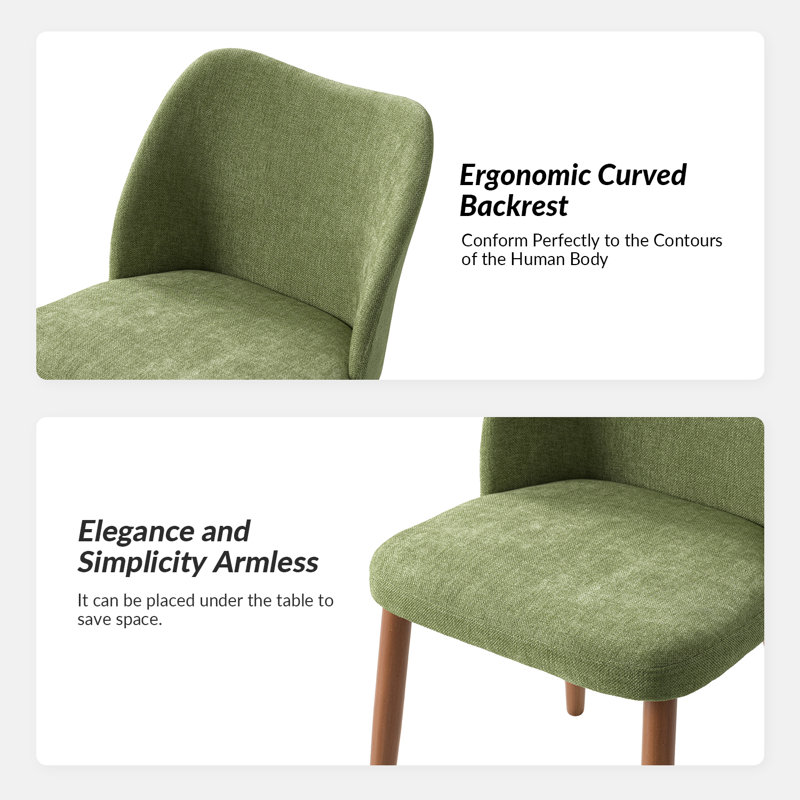 Chaise de salle à manger rembourrée Kanalu, 4, Moss