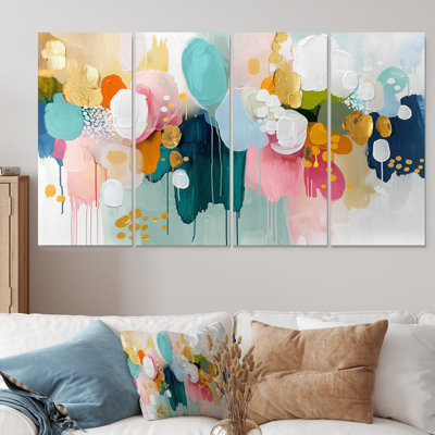 Abstrait minimalisme dans des tons de rose et de bleu I - Minimalisme, ensemble d'art sur toile