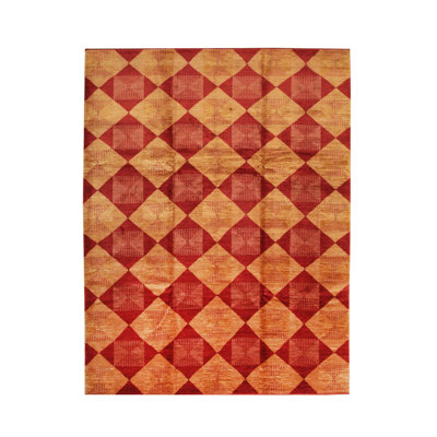 Tapis rouge en laine noué à la main Opulent
