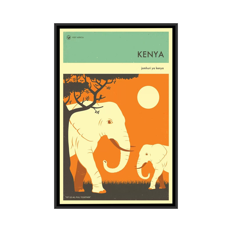 « kenya ii », reproduction d’impression sur toile, H 26 po x l 18 po x P 1,5 po, Toile avec cadre noir, Pas de tapis