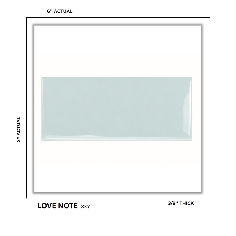Love Note 3" x 6" Ceramic Wall Tile, Sky