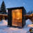 4-6 Person Outdoor Square Traditional Black Steam Sauna With Large Viewing Glass Window, Interior Canadian Red Cedar & Exterior Hemlock Wood Construction