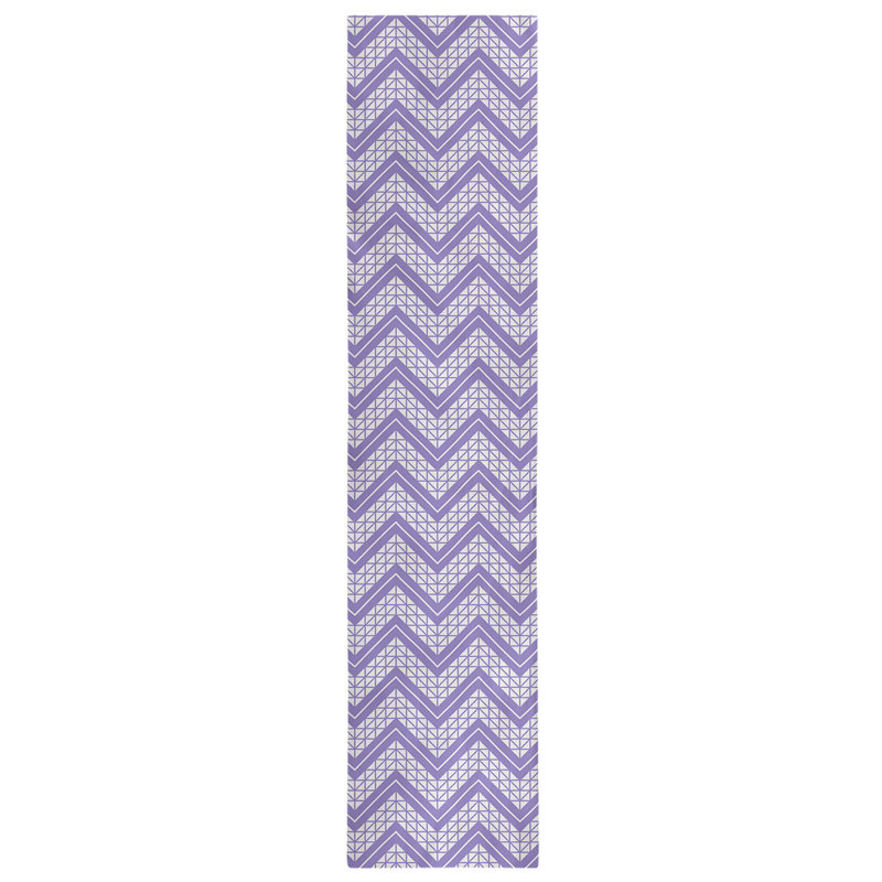 Stephenie Classic Hand Drawn Chevron Table Runner, 16" x 90", Lilac Purple