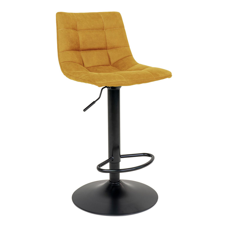Neron Swivel Upholstered Adjustable Height Counter Stool with Metal Frame, Mustard Yellow