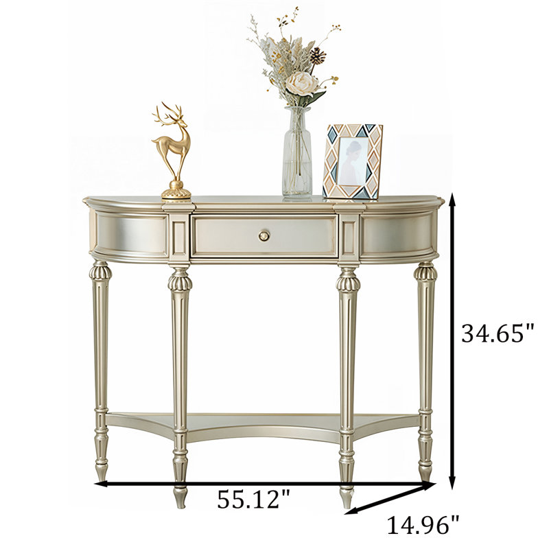 Solid Wood Top Console Table, 34.65" H x 55.12" W x 14.96" D