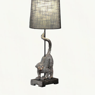 24" In Wildlife Old World Antique Bronze  Capuchin Monkey Polyresin Table Lamp
